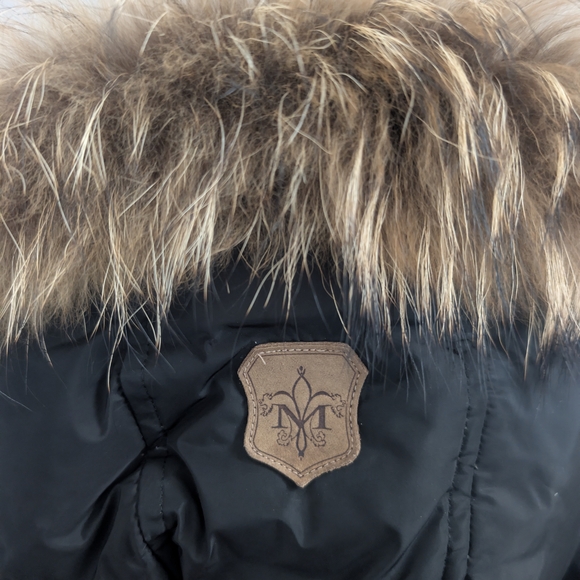 Mackage Kay Long Black Puffer Coat with Fur Trim - Picture 3 of 9